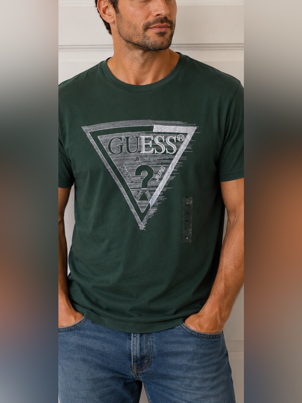 Guess Eco XXL Green Logo Graphic T Shirt Men NWT Organic Cotton